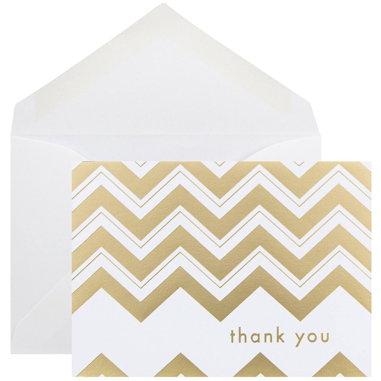 JAM Paper 3.5" x 4.875" Gold Chevron Stripe Thank You Cards & Envelopes, 10ct.